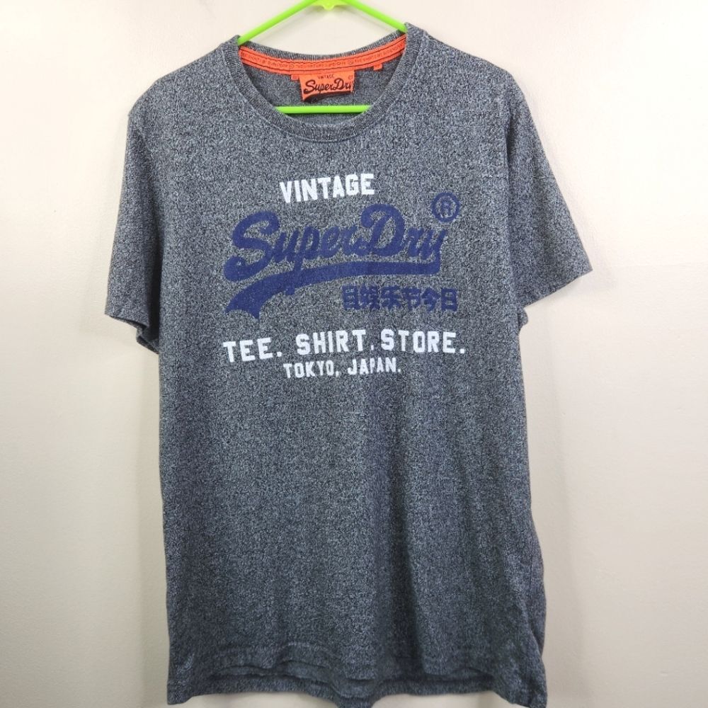 SuperDry Mens Space Dyed Short Sleeve Japanese Streetwear Graphic Tee XL